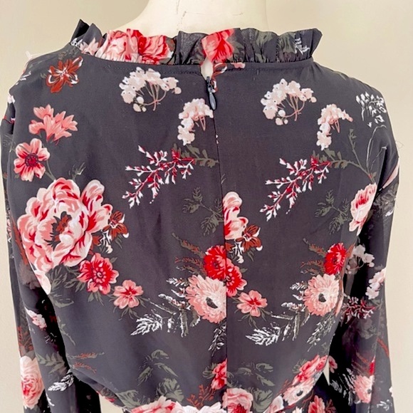 LOFT floral dress with sheer long sleeves - Picture 6 of 8